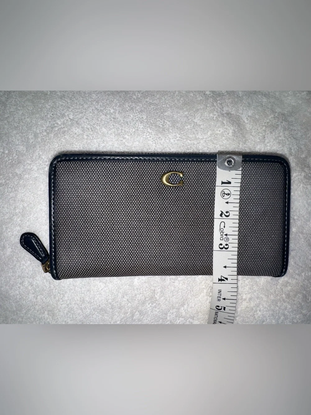 Coach accordion zip wallet wallet Indigo blue Leather Canvas Gold